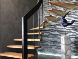 ascenso créateur d'escaliers suspendus bois métal