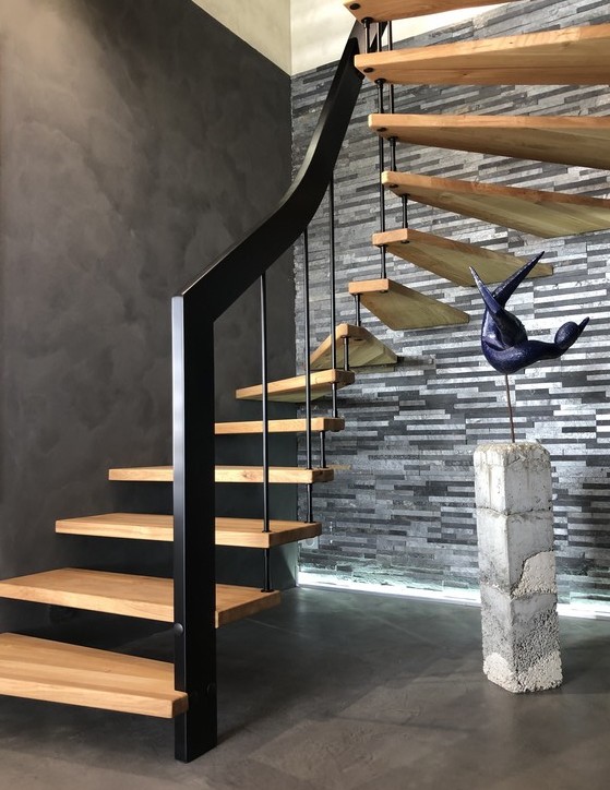 ascenso créateur d'escaliers suspendus bois métal