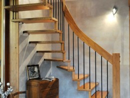 escalier suspendu ouvert bois metal