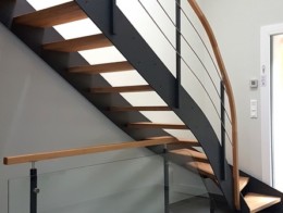 escalier bois métal sur mesure sans contremarche limon droit