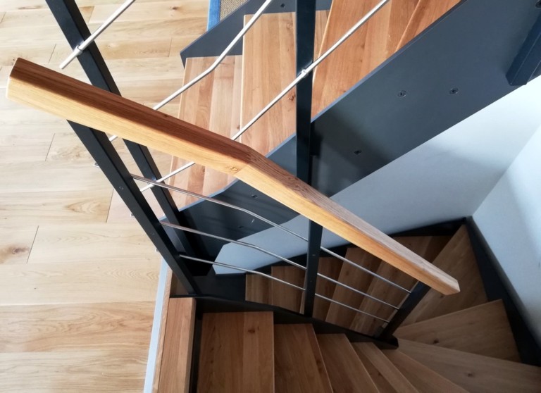 double escalier contemporain limon droit bois metal