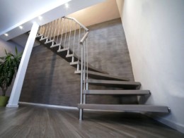 escalier epura quart tournant gris et inox